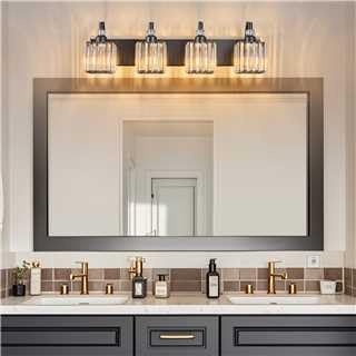 Image of 4 Light Bathroom Vanity Light Modern Black Vanity Light Fixtures Bathroom Light Fixtures Over Mirror Crystal Vanity Lighting Fixtures