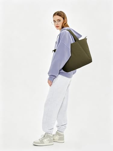 Image of KALIDI Quilted Carryall Tote Bag, Large Puffer Crossbody Women Handbags Shoulder Soft Fluffy Lightweight Travel