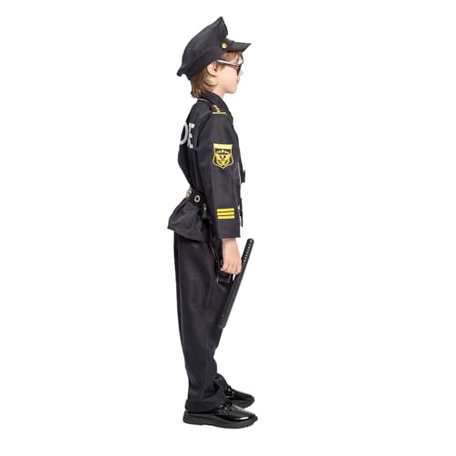 Jazgrom Kids Police Officer Costume With Accessories Boys And Girls Cop Uniform Role Play Kit For Halloween Career Day Child Toddler thumb #4