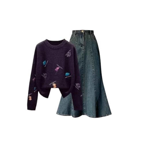 Costume deux pièces pull d'hiver haut de gamme et jupe longue fishtail pour femme