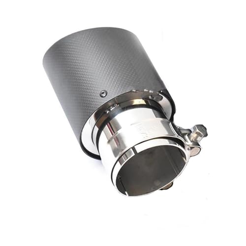 Car Exhaust Pipe Rear 1PC Car Exhaust Tail Pipe Curly Matt Carbon Fiber Stainless Steel Straight Flange Muffler Tip Exhaust Pipe(60-89mm)