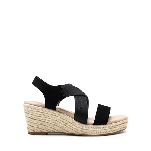 Image of DREAM PAIRS Womens Platform Espadrilles Wedge Sandals, Slip on Elastic Ankle Strap Sandals for Women Casual Dressy Summer