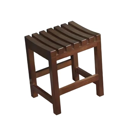 Nishiyuenyi Shower Stool Wooden Bench Waterproof Seat Chair Footrest Rack Stable Construction Suitable for Elderly Women Indoor Living Room Entry, Dark Brown