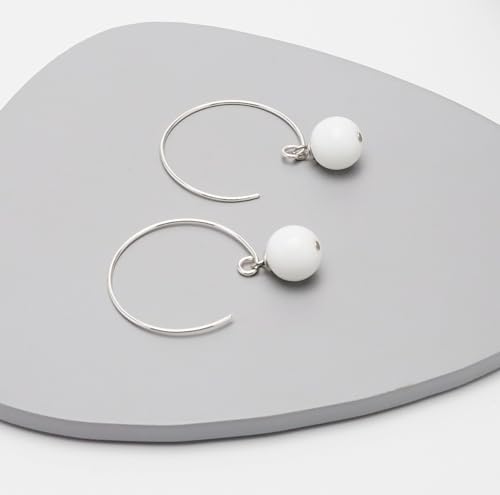 Boucles d'Oreilles Boho en Argent et agate blanche fait main - 3