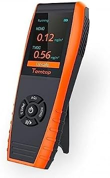 Portable Air Quality Detector | Laser Particle Sensor for Temperature | PM 2.5/10 Indoor air Quality Monitor | VOC | TVOC Big TFT LCD Display | Applications Chemical Plants | Temtop LKC-1000S+