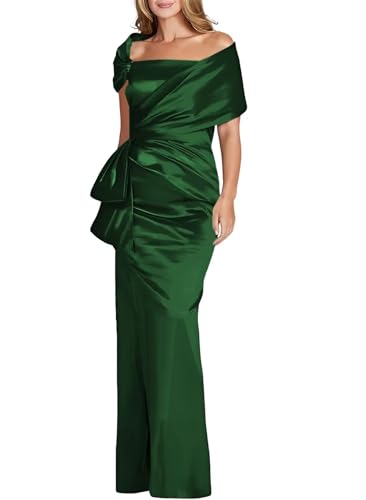Off Shoulder Mother of The Bride Dresses for Wedding Mermaid Satin Formal Prom Evening Party Gowns
