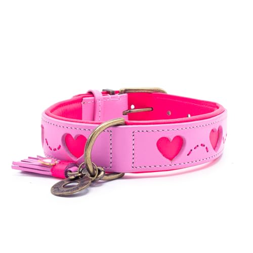 DWAM Dog with a Mission – Hundehalsband - Verstellbar - Weichem Leder – Rosa – L – Leder – Halsumfang zwischen 38–47 x 2,5 cm – Sweety