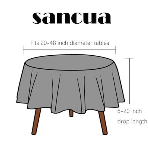 Image of sancua 2 Pack Round Tablecloth 60 Inch White (Fits 20-48 Inch Tables), Stain and Wrinkle Resistant Table Cloth - Washable Polyester Table Cover for Dining Tables, Buffet Parties and Camping