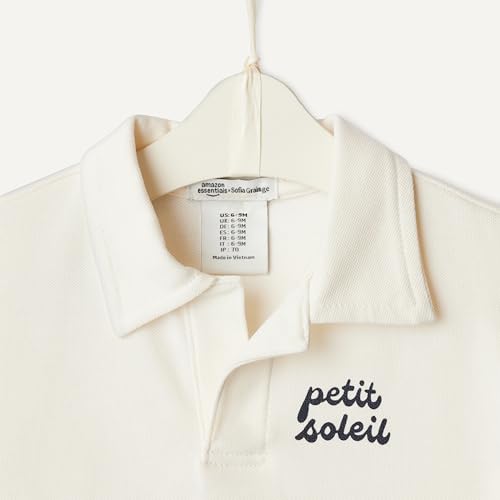 Amazon Essentials Unisex Babies x Sofia Grainge Cotton Pique Baby Boys and Toddlers Short Sleeve Shirt & Shorts Set, Ivory Navy Petit Soleil, 6-9 Months - image 6