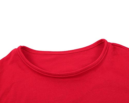 Image of Girls Casual Long Sleeve Color Block Pullover Top Stripe Button Crewneck Loose Tunic T-Shirts Blouse Size 4-13 Year