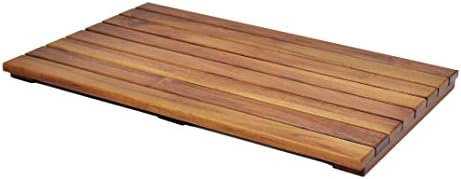 Large Grade A Teak Bath Mat with Non Slip Grips | Mildew Resistant Teak Shower Mat Treated with Natural Teak Oil | Made in Indonesia with Legally Sourced Wood | 23.6"x15.7"