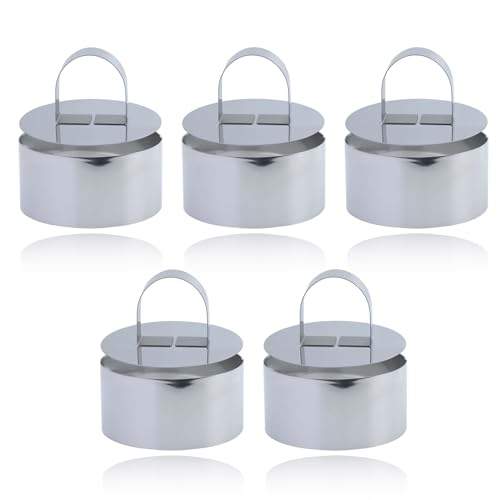 JRSHIRLEYLTD 5 pièces Anneau à Dessert Rond, Anneau à pâtisserie en Acier Inoxydable, Anneau à gâteau Mousse réutilisable, pour gâteau, Dessert, Riz,...