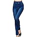 Women's Denim Print Seamless Jeggings Stretch Fake Jean Pull On Skinny Rolled Leggings with Pockets Full Length Pants