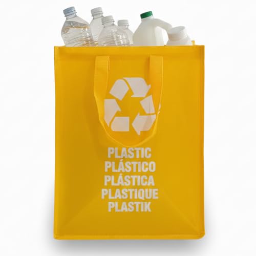 Space Home   Bolsas Reciclaje con Asa   Contenedor de Reciclaje   Bolsas de Basura   Sistema de Reciclaje para Plástico   Organizador de Basura   Amarillo