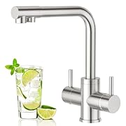 GRIFO DE AGUA 4 VÍAS: Este grifo de agua 4 en 1 para el tratamiento del agua puede suministrar agua fría, agua caliente, agua filtrada y agua de soda / agua de ósmosis. Mediante la conexión de un filtro de agua para el agua potable y burbujeador para...