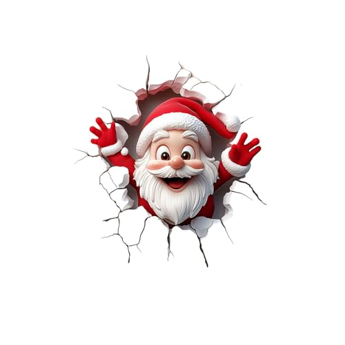 Weihnachtsaufkleber, Weihnachtsmann durch die Wand Motiv Aufkleber,...