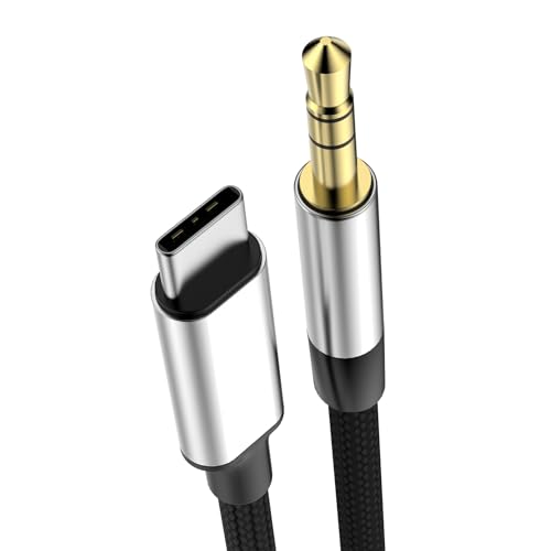 (MFi Certified) iPhone AUX Cord for iPhone 15,USB C to 1/8 Inch Audio Cable,3.3ft, Headphone Jack Adapter Male Aux Stereo Audio Cable (1, Silver & Black)