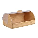 Bamboo Bread Box, Large Bread Box for Kitchen Countertop, Farmhouse Retro Bread Box w/Clear Roll...