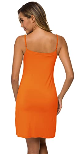 Image of AUHEGN Women's Basic Adjustable Spaghetti Strap Cami Slip Mini Dress