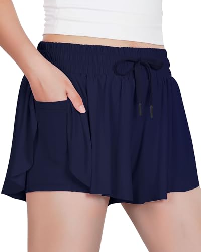 Image of Witwot Butterfly Shorts Girls, 2-in-1 Teen /Kids Girl Flowy Athletic Skort