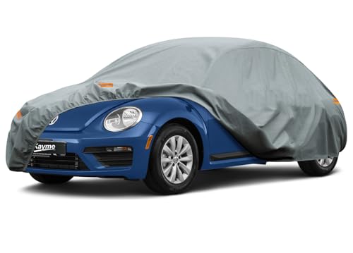 Image of Kayme Heavy Duty Car Cover Custom Fit Volkswagen Beetle /New Beetle /VW Bug Waterproof All Weather for Automobiles, Full Exterior Covers Sun Rain UV Protection.