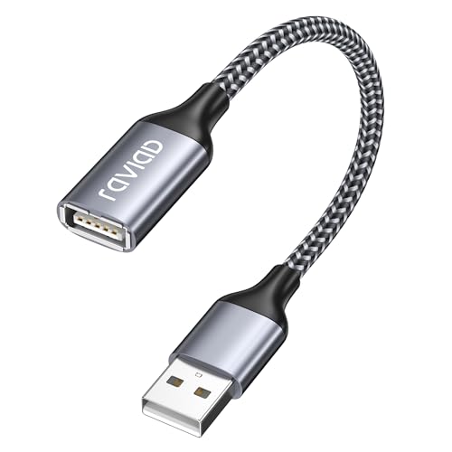 RAVIAD Cavo prolunga USB 2.0 0.5M, Cavo USB 2.0 A maschio e femmina Nylon prolunga Cavo USB 2 Metri per Chiavetta USB, Hub USB, Lettore di schede, Tastiera, Stampante, Scanner, Fotocamera - Grigio