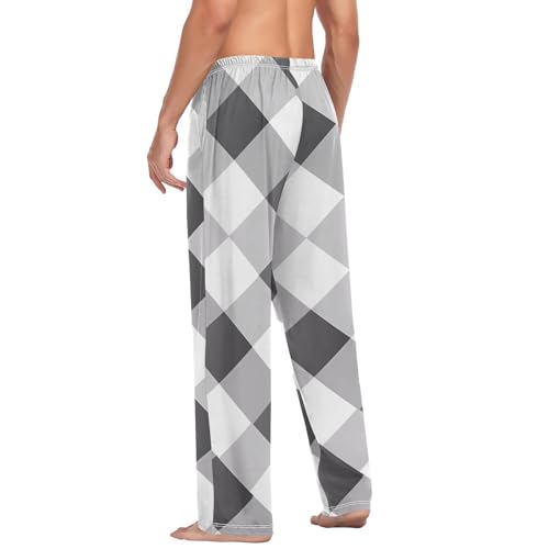 Gray Argyle Black White Plaid Men's sleep pants Pajama Pants Sleepwear Lounge Pajama Bottoms2