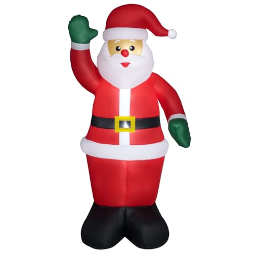 Outsunny Aufblasbarer Weihnachtsmann 184cm beleuchtet Aufblasbar Weihnachtsdeko mit LED Licht, IP44 Wasserdicht Weihnachtsdekoration Santa Claus Weihnachten Dekoration für Drinnen Draußen Garten Party