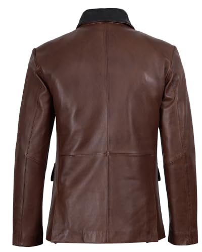 Image of fjackets Mens Leather Blazer Jacket - Real Lambskin Leather Sport Coat, 3-Button, Business to Weekend