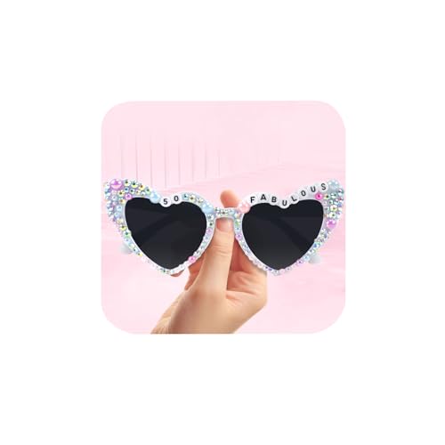CUBACO 50th Birthday Womens Sunglasses,50 & Fabulous Birthday Pearl Heart Sunglasses for Women 50th Birthday Decorations for Party Favors (50)