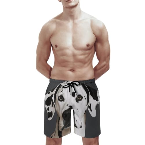 Mens Shorts Dalmatian Men Swim Trunks Quick-Dry Beach Shorts with Drawstring Pocket Bathing Suit3