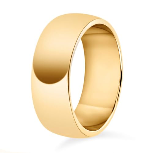 Image of TJC Band Ring for Women in 14ct Gold Plated 925 Sterling Silver Size N with High Gloss Metal Wt. 4.36 Grams