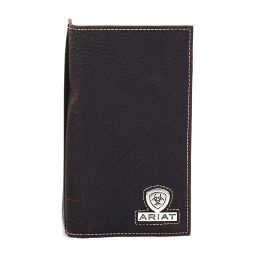 ARIAT Men's Logo Bifold Leather Wallet Brown One Size