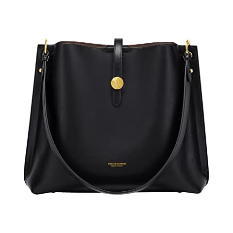 Cnoles Women Genuine Leather Designer Tote Bags Purses And Handbags For Women Fashion Ladies Top Handle Shoulder Satchel Bag Black Cover