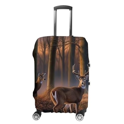Nature Wild Animal Deers Luggage Covers Tsa Approved Suitcase Cover Elastic Washable Luggage Sleeve Carry on Cover Protector Anti-Scratch Suitcase Protector Fits 19-30 Inch Case(XL)