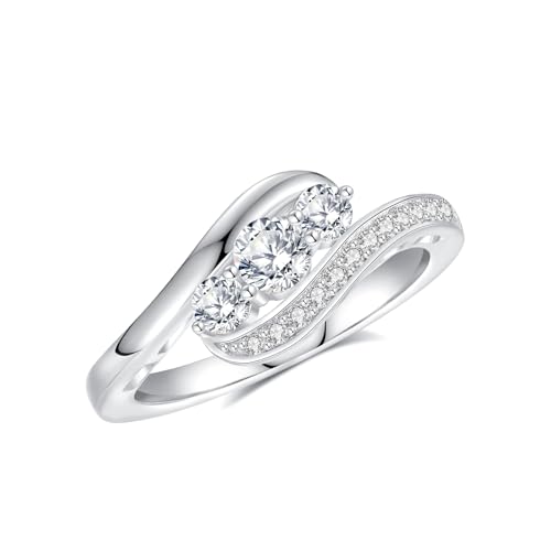 Moissanite Engagement Band Ring For Women Solitaire Ring 18K White Glod Plated S925 Sterling Silver Wedding Jewelry Gift