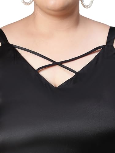 Image of oxolloxo Women Plus Size Round Neck Criss-Cross Back Shoulder Strap Top