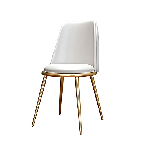 Elegante juego de 2 sillas de comedor de piel sintética impermeables, cómodo asiento y respaldo acolchados con patas de metal resistentes para cocina, comedor, oficina y salón, elegante acabado blanco