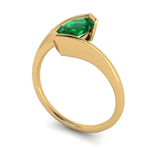 Clara Pucci 1Ct Marquise Cut - Created Emerald - 14k White Gold - Solitaire Wedding Engagement Bridal Promise Ring2