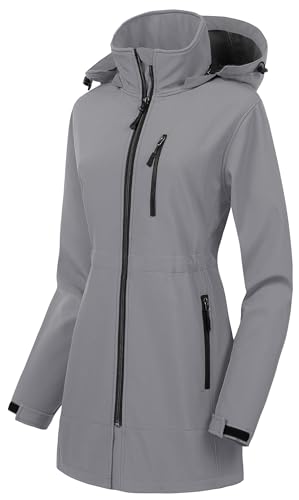 Image of CREATMO US Women's Lightweight Waterproof Long Softshell Tactical Jacket Fleece Lined Windbreaker