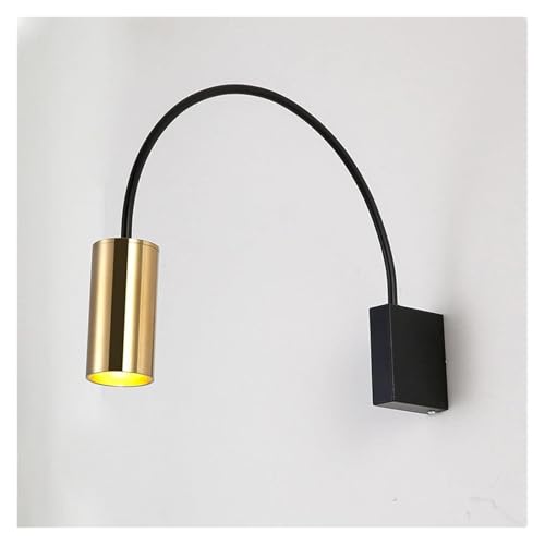 QTANZIQI Lámparas de Pared Apliques Lámpara de Pared Tubo Dorado Pantalla de Metal Lámpara de Noche para Dormitorio Negro, Focos de cabecera Lámparas de Lavado de Pared Interior para Sala de Estar