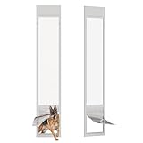 Dog Door for Sliding Glass Doors, Adjustable Height 91"-95 9/16" Aluminum Frame Tempered Sliding Door Dog Doors Insert with Lock, 10 x 15 Flap Size for Large Dogs