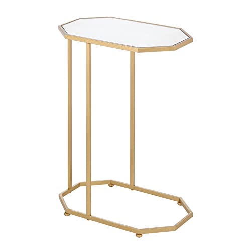 Mdesign Mirror Top Side/End Table - Small Minimalistic Geometric Accent Metal Tray And Desk Furniture Unit For Living Room, Dorm, Home Office, And Bedroom - Soft Brass #TOP4