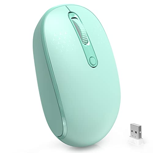 Wireless Mouse, Trueque 2.4G Silent Computer Mouse for Laptop, Ergonomic Optical Mouse with USB Receiver 3 Adjustable DPI Levels for Laptop, PC, Windows, Tablet, Chromebook (Mint Green)