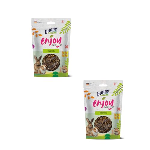 Bunny EnjoyNature Maderas de manzana, pack doble, 2 x 100 g, alimento para conejos y otros roedores, opción de aperitivo natural para conejos y roedores, sin azúcar