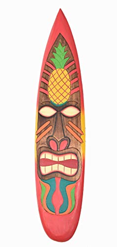 Tabla de surf decorativa, 100 cm, con diseño de piña Tiki