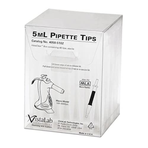 VistaLab 4058-5102 Micro Pipette VistaClear Tip, 5000 microliter Volume, Sterile (60 Graduated Tips per Box)