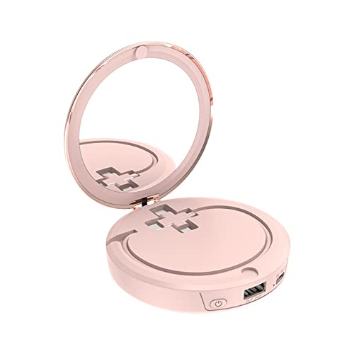 ZWMBYN Scaldamani elettrico raggiungibile, 5000 mAh, riutilizzabile, power bank con specchio per il trucco, riscaldatore USB portatile per caccia, campeggio, regali per donne e uomini
