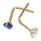 Mipcase Piercing Nariz Plata S925 Forma L con Circonita Redonda Blanca 2 Piezas Joyería para Piercing de Nariz Mujer Hipoalergénico Uso Diario y Eventos