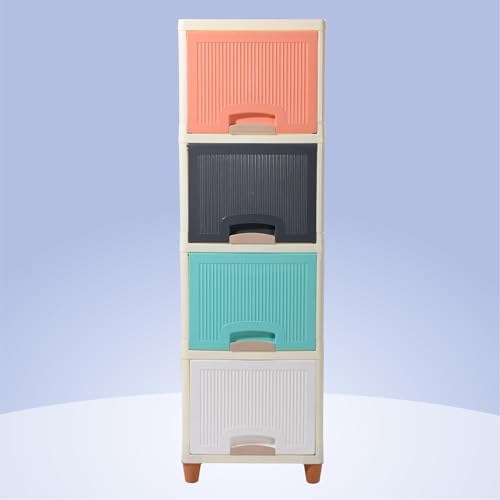 Image of Kuber Industries 4 Units Cupboard for Storage Organizer | Foldable Wardrobe Rack for Clothes, Books & Toys | Stackable Kitchen Cabinet for Home | Bedroom & Kids Living Room | Multicolor